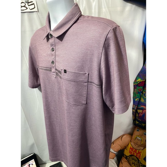 Travis Matthew Mens Shirt Large Purple Stripe Polo Short Sleeve - Picture 9 of 12